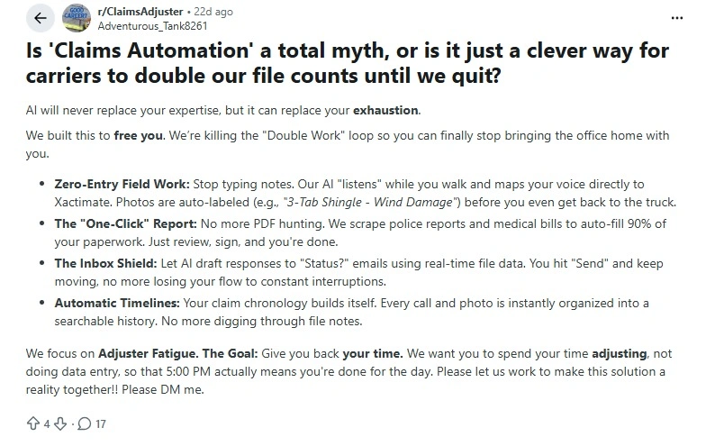 Claims Automation Framework in Insurance reddit Comment